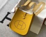 Replica Hermes Evelyne Bag Hermes Mini Crossbody Bag 20408 Silver Buckle Yellow