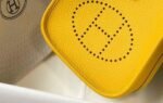 Replica Hermes Evelyne Bag Hermes Mini Crossbody Bag 20408 Silver Buckle Yellow - Image 4
