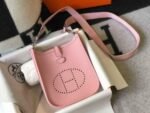 Replica Hermes Evelyne Bag Hermes Mini Crossbody Bag 20407 Silver Buckle Pink - Image 2