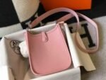 Replica Hermes Evelyne Bag Hermes Mini Crossbody Bag 20407 Silver Buckle Pink - Image 3