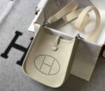 Replica Hermes Evelyne Bag Hermes Mini Crossbody Bag 20406 Silver Buckle Beige
