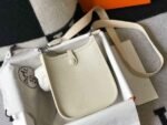 Replica Hermes Evelyne Bag Hermes Mini Crossbody Bag 20406 Silver Buckle Beige - Image 3