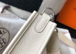 Replica Hermes Evelyne Bag Hermes Mini Crossbody Bag 20406 Silver Buckle Beige - Image 7