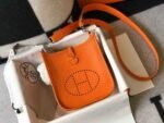 Replica Hermes Evelyne Bag Hermes Mini Crossbody Bag 20405 Silver Buckle Orange - Image 2
