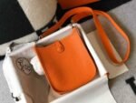 Replica Hermes Evelyne Bag Hermes Mini Crossbody Bag 20405 Silver Buckle Orange - Image 3