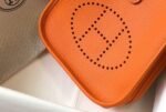 Replica Hermes Evelyne Bag Hermes Mini Crossbody Bag 20405 Silver Buckle Orange - Image 4