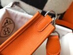 Replica Hermes Evelyne Bag Hermes Mini Crossbody Bag 20405 Silver Buckle Orange - Image 5