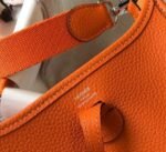 Replica Hermes Evelyne Bag Hermes Mini Crossbody Bag 20405 Silver Buckle Orange - Image 7