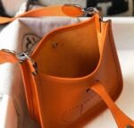 Replica Hermes Evelyne Bag Hermes Mini Crossbody Bag 20405 Silver Buckle Orange - Image 8
