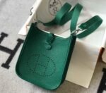 Replica Hermes Evelyne Bag Hermes Mini Crossbody Bag 20404 Silver Buckle Dark Green