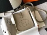 Replica Hermes Evelyne Bag Hermes Mini Crossbody Bag 20403 Silver Buckle Kakhi - Image 2