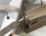 Replica Hermes Evelyne Bag Hermes Mini Crossbody Bag 20403 Silver Buckle Kakhi - Image 6