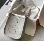 Replica Hermes Evelyne Bag Hermes Mini Crossbody Bag 20402 Silver Buckle Light Gray