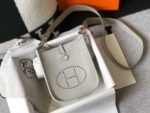 Replica Hermes Evelyne Bag Hermes Mini Crossbody Bag 20402 Silver Buckle Light Gray - Image 2
