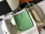 Replica Hermes Evelyne Bag Hermes Mini Crossbody Bag 20401 Silver Buckle Green - Image 3
