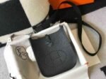 Replica Hermes Evelyne Bag Hermes Mini Crossbody Bag 20398 Silver Buckle Black - Image 2