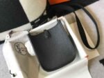 Replica Hermes Evelyne Bag Hermes Mini Crossbody Bag 20398 Silver Buckle Black - Image 3