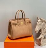 Replica Hermes Birkin Designer Tote Bag Togo Leather 28567 Camel - Image 11
