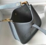 Replica Hermes Evelyne Bag Designer Hermes Mini Crossbody Bag 20394 Gold Buckle Light Blue - Image 8