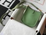 Replica Hermes Evelyne Bag Designer Hermes Mini Crossbody Bag 20393 Gold Buckle Light Green - Image 2