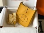 Replica Hermes Evelyne Bag Designer Hermes Mini Crossbody Bag 20392 Gold Buckle Yellow - Image 4