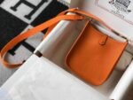 Replica Hermes Evelyne Bag Designer Hermes Mini Crossbody Bag 20390 Gold Buckle Orange - Image 2
