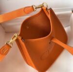 Replica Hermes Evelyne Bag Designer Hermes Mini Crossbody Bag 20390 Gold Buckle Orange - Image 8