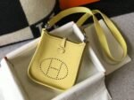 Replica Hermes Evelyne Bag Designer Hermes Mini Crossbody Real Bag 20434 Light Yellow - Image 3
