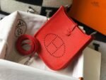 Replica Hermes Evelyne Bag Designer Hermes Mini Crossbody Real Bag 20432 Red - Image 3
