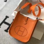Replica Hermes Evelyne Bag Designer Hermes Mini Crossbody Real Bag 20428 Orange