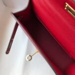 Replica Hermes Kelly Bag Hermes 19CM Epsom Shoulder Mini Bag Wine red 20462 - Image 8