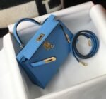 Replica Hermes Kelly Bag Hermes 19CM Epsom Shoulder Mini Bag Middle blue 20469 - Image 4
