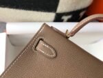 Replica Hermes Kelly Bag Hermes 19CM Epsom Shoulder Mini Bag Dark gray 20461 - Image 6