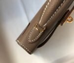 Replica Hermes Kelly Bag Hermes 19CM Epsom Shoulder Mini Bag Dark gray 20461 - Image 7