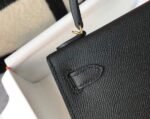 Replica Hermes Kelly Bag Hermes 19CM Epsom Shoulder Mini Bag Black Gold buckle 20455 - Image 6