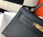 Replica Hermes Kelly Bag Hermes 19CM Epsom Shoulder Mini Bag Black Gold buckle 20455 - Image 8