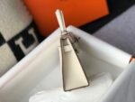 Replica Hermes Kelly Bag Hermes 19CM Epsom Shoulder Mini Bag Beige Silver buckle 20457 - Image 2