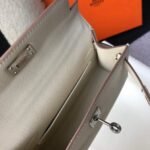 Replica Hermes Kelly Bag Hermes 19CM Epsom Shoulder Mini Bag Beige Silver buckle 20457 - Image 8