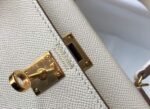 Replica Hermes Kelly Bag Hermes 19CM Epsom Shoulder Mini Bag Beige Gold buckle 20458 - Image 5