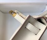 Replica Hermes Kelly Bag Hermes 19CM Epsom Shoulder Mini Bag Beige Gold buckle 20458 - Image 6