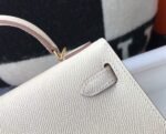 Replica Hermes Kelly Bag Hermes 19CM Epsom Shoulder Mini Bag Beige Gold buckle 20458 - Image 7