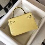 Replica Hermes Kelly Bag Designer Hermes 19CM Shoulder Mini Bag Yellow 20451 - Image 2