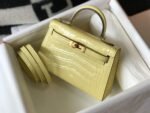 Replica Hermes Kelly Bag Designer Hermes 19CM Shoulder Mini Bag Yellow 20451 - Image 3