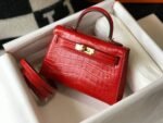 Replica Hermes Kelly Bag Designer Hermes 19CM Shoulder Mini Bag Red 20454 - Image 3