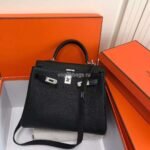 Replica Hermes Kelly Danse 20318 Designer Tote Shoulder Strap Bag 28 32cm Black - Image 2
