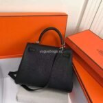 Replica Hermes Kelly Danse 20318 Designer Tote Shoulder Strap Bag 28 32cm Black - Image 4