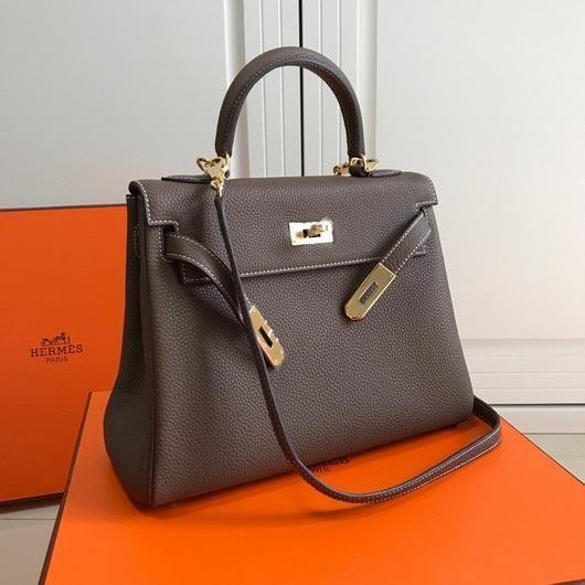 65327cae42631.jpg Replica Hermes Kelly Danse 20317 Designer Tote Shoulder Strap Bag Dark Gray - Image 1