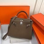 Replica Hermes Kelly Danse 20317 Designer Tote Shoulder Strap Bag Dark Gray - Image 6