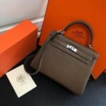 Replica Hermes Kelly Danse 20317 Designer Tote Shoulder Strap Bag Dark Gray - Image 8