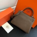 Replica Hermes Kelly Danse 20317 Designer Tote Shoulder Strap Bag Dark Gray - Image 9